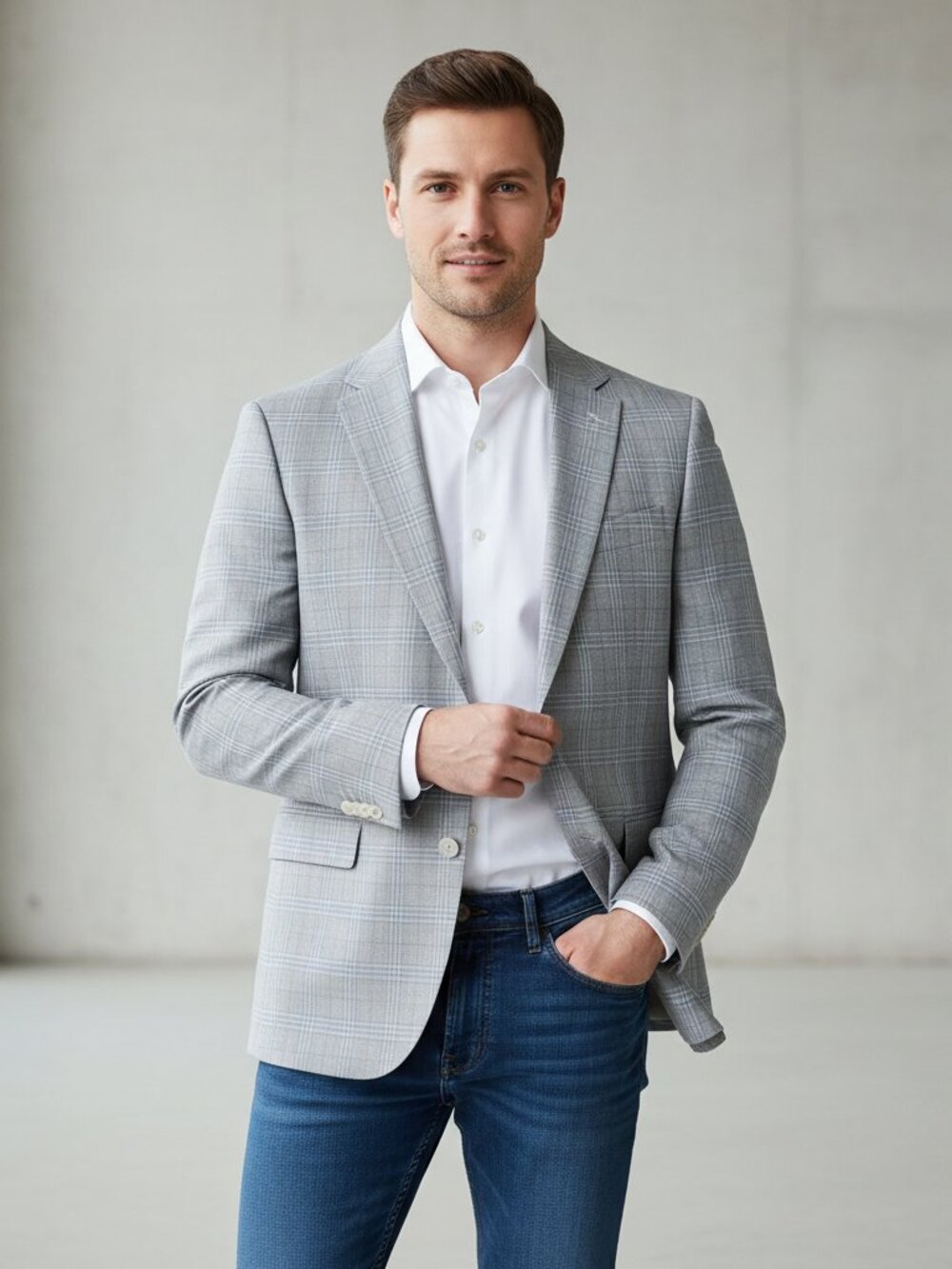 Jack Victor 100% Wool Sport Coat NWT Gray Plaid 40S Luxury Men's Blazer Made in